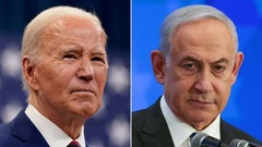 米国のバイデン大統領（左）とイスラエルのネタニヤフ首相